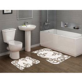 Mijölnir Juego de alfombras de baño beige y blanco